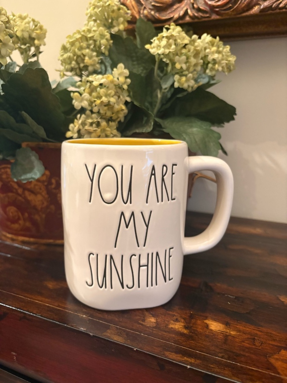 Rae Dunn White Mug with Yellow Interior "You Are My Sunshine"